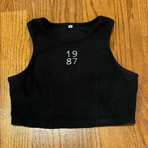 1987 Label Active Wear waffle crop top in black, size M in excellent condition